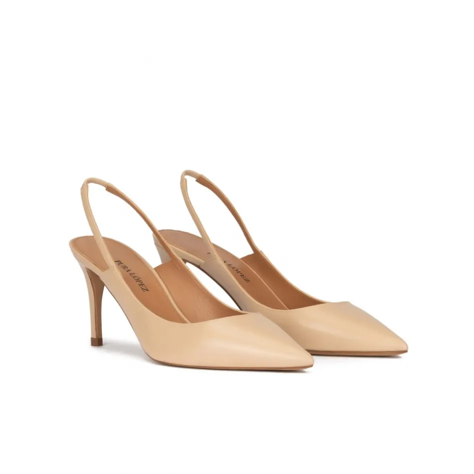 Angelique Zapatos destalonados de tacón medio en piel beige
