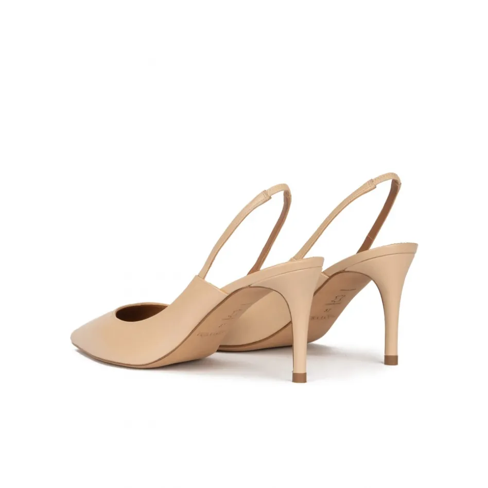 Angelique Zapatos destalonados de tacón medio en piel beige