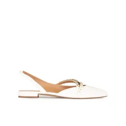 Anquetta Zapatos planos de punta fina en piel blanco roto