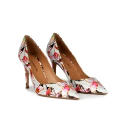 Aqua Zapatos de punta fina y tacón stiletto en tejido con estampado floral