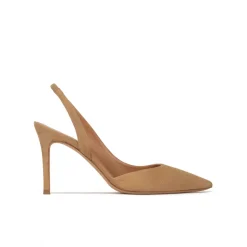 Danique Zapatos destalonados con tacón stiletto y punta fina en ante camel