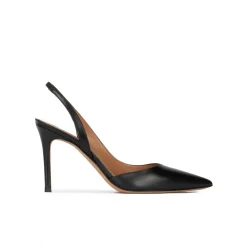 Danique Zapatos destalonados negros de piel con tacón alto y punta fina