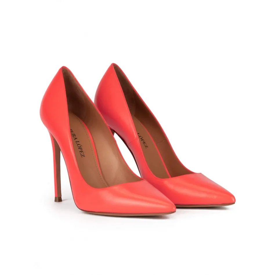Kameron Zapatos de salón con punta afilada y tacón stiletto en piel coral