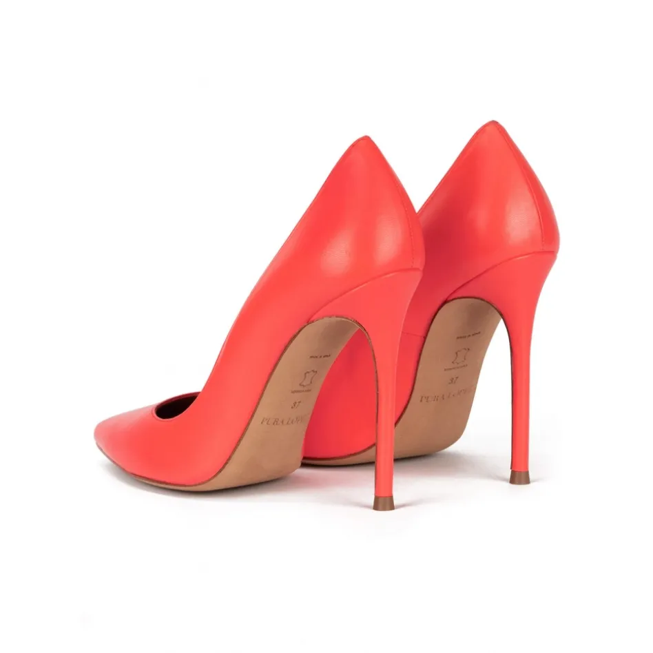 Kameron Zapatos de salón con punta afilada y tacón stiletto en piel coral