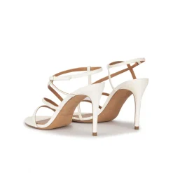 Marquesa Sandalia de tiras con tacón stiletto en piel blanco roto