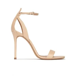 Martina Sandalias de tacón alto fino en piel beige con pulsera