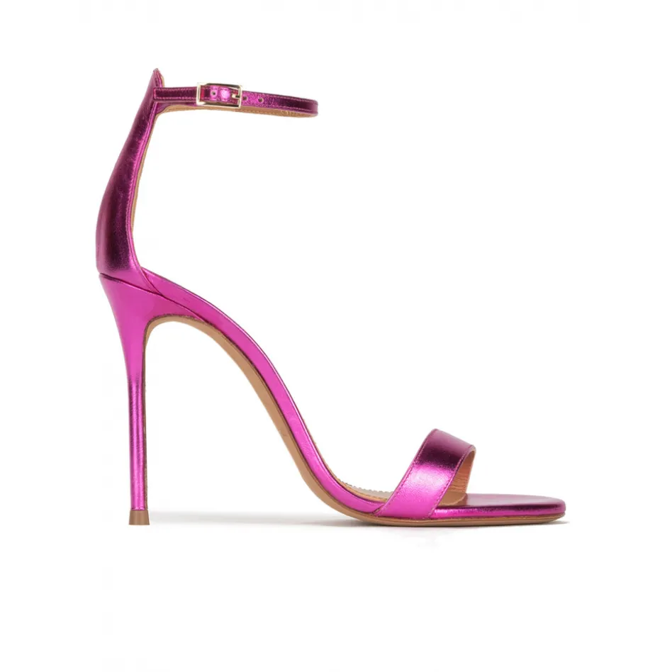 Monique Sandalias fucsia metalizadas con tacón alto