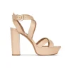 Olaya Sandalias altas de plataforma en piel beige