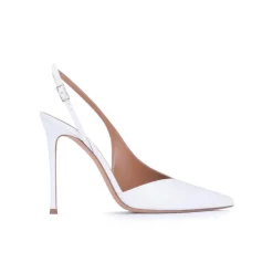 Omeya Zapatos destalonados de tacón alto y punta fina en piel color blanco