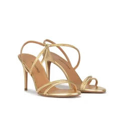 Queen Sandalias doradas de piel con tacón alto fino