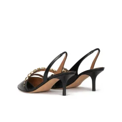 Queila Zapatos negros de piel con tacón medio y punta fina