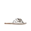 Quetty Sandalias planas con detalle de lazo en tejido plateado