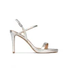 Quindar Sandalias plateadas con tacón alto y plataforma realizadas en piel