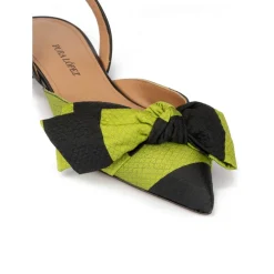 Quinette Zapatos planos destalonados de punta fina en tejido verde y negro