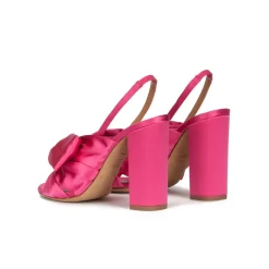 Quirina Sandalias de tacón alto ancho en raso fucsia