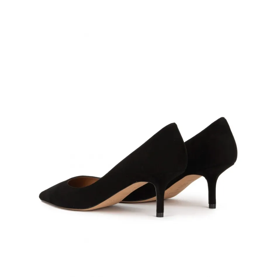 Raquel Zapatos negros de tacón medio en ante