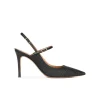 Unique Zapatos de punta fina y tacón alto en rafia color negro