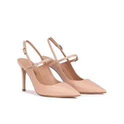 Unique Zapatos destalonados de punta fina y tacón alto en piel nude